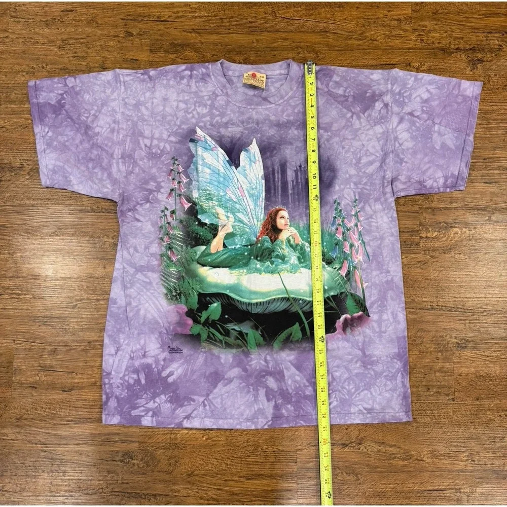 VTG Y2K The Mountain Purple Tie Dye Wood Butterfly Pixie Fairy T Shirt Men's 2XL